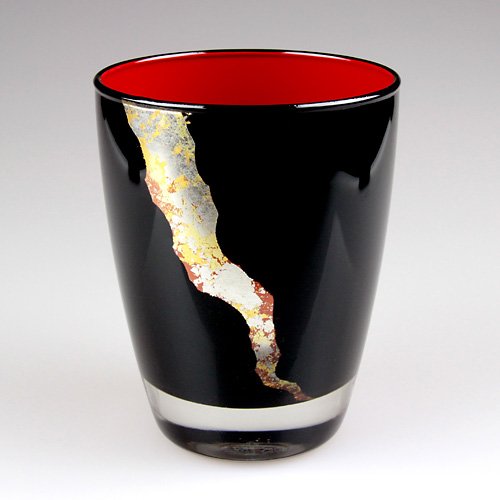 新品未使用 会津漆器 ガラス蒔絵 カトレアグラス (黒内朱・朱)ペアセット 新品未使用 会津漆器 ガラス蒔絵 カトレアグラス (黒内朱・朱